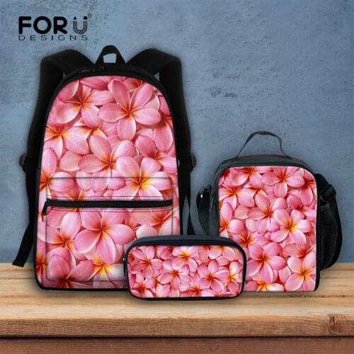 FORUDESIGNS Beautiful Flower Design Female Backpack Set Durable Double Shoulder Bags Fashion Travel Bags High Quality Daypack