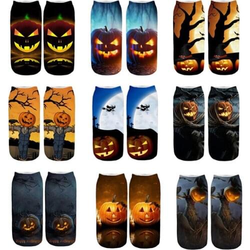 40# Cute 3d Pumpkin Printing Socks Casual Work Business Socks Halloween Medium Sports Socks Cartoon Four Season Thicke Socks