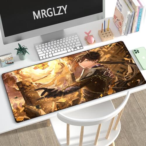 MRGLZY Multi-size Anime Mouse Pad Genshin Impact Zhongli XXL Gamer Large DeskMat Computer Gaming Peripheral Accessories MousePad