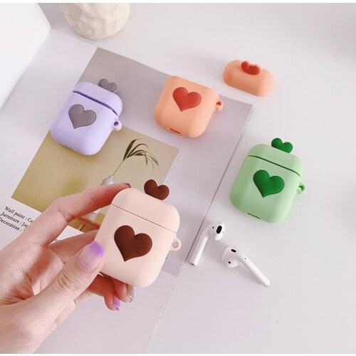 Soft Silicon Bags for Airpods 1 2 Bluetooth Wireless Earphone Cover Love Heart Romantic Charging Box Cartoon Protect Case Etui