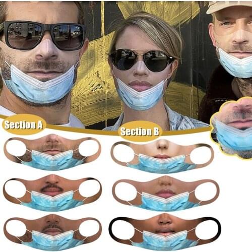 Quirky Mascarillas PM2.5 Outdoor Reuse Masque Protection Printing Funny Mouth Masque Halloween Big Beard Mouth Cosplay Face Mask