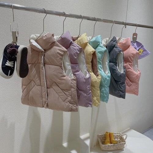 New Children Down Cotton Turtleneck Vest 2021 Autumn Winter Korean Solid Girls Boys Thickening Sleeveless Outerwear For 3-7 Year