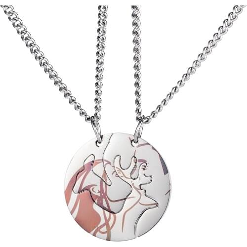 New Fashion Lovers＇ Deer Puzzle Pendant Necklace Stainless Steel Jewelry Man And Woman Not Fade Wholesale