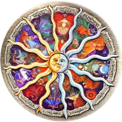 Very Beautiful Tuvalu Zodiac Challenge Silver Coin The Sign of Zodiac Constellation Colorful Souvenir Coins 40*3mm