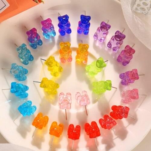 Originality Statement Minimalist Dangle Earring Jelly Polychromatic Bear Drop Earrings Fashion Minimalist Stud Earings for Women