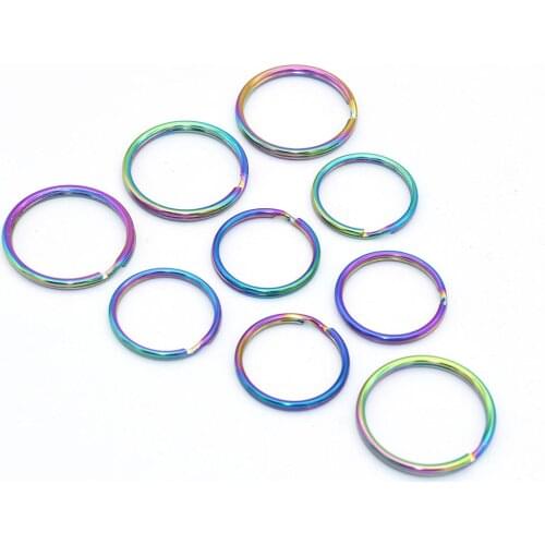 Rainbow Metal Key Ring Key Chain Ring Split Ring key chain Charm Clasp Supplie Starter Chain Base for key chain making Key Fob