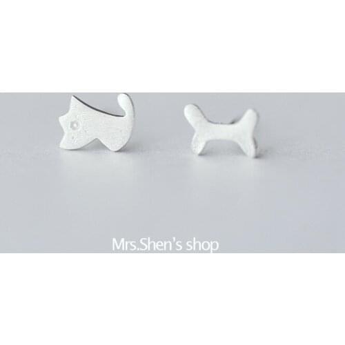 Real 925 Sterling Silver Jewelry For Women Cute Animal Dog bones Earring Stud Small Stud Earring For Girls Wholesale