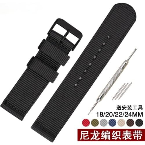 NATO Watch Strap for DW Seiko Woven Nylon Canvas Black Watch Band Men and Women 20 22 24mm Replacement