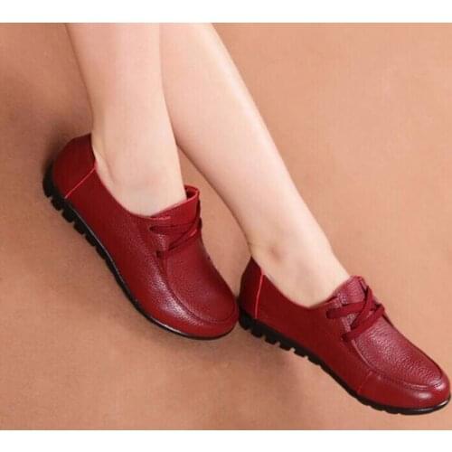 Autumn winter Classic Women shoes Flats Genuine Leather Shoes Female Slip on Loafers Anti Slip Cowhide Casual Mujer Plus Size