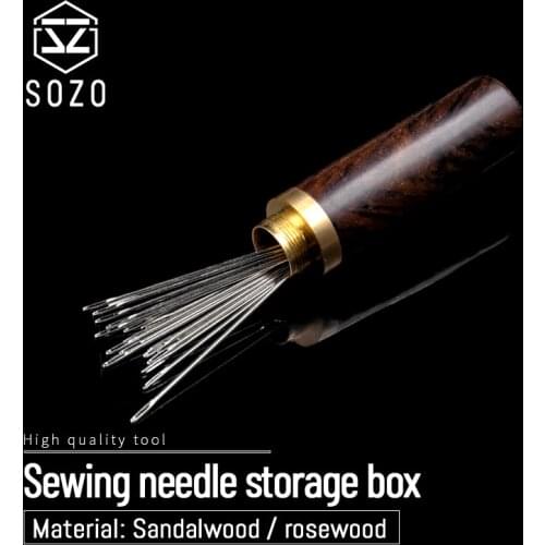SOZO Sewing Needle Storage Box Durable Practical Wood Needles Case Box For Family Use And Leather Tool