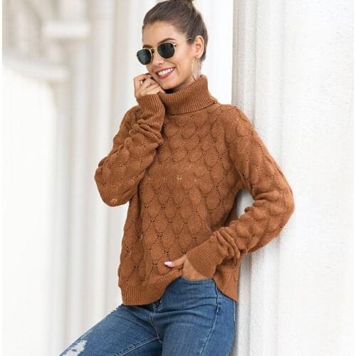 Oversize Turtleneck Knitted Sweater Winter Knitwear Plus Size Slim Solid Green Orange White Warm Casual Sweater Women YHX096