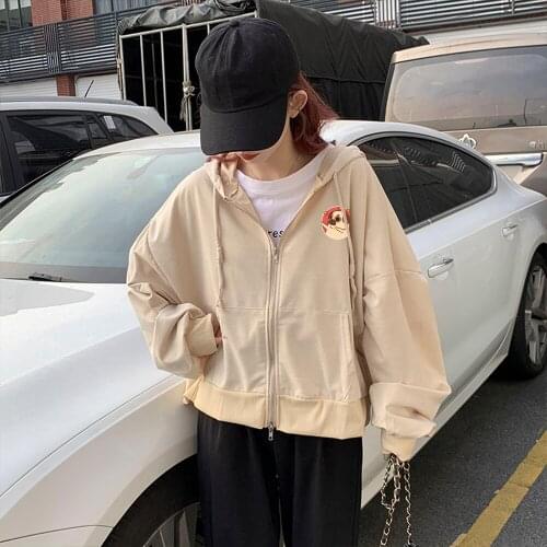 Sweatshirts for Teen Girls Streewear Spring Autumn Thin Dog Print Casual Women Zip Hoodies Pullover Sweatshirt with Hood Autumn