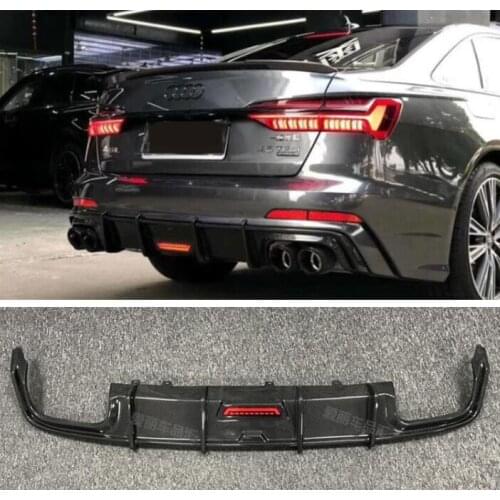 High Quality REAL CARBON FIBER REAR BUMPER TRUNK LIP SPOILER DIFFUSER For Audi A6 S6 SILEN C8 2019 2020 2021 (with lamp)