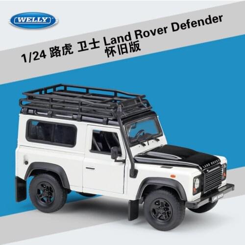 Welly 1:24 Land Rover Defender white alloy car model Diecasts & Toy Vehicles Collect gifts Non-remote control type transport toy