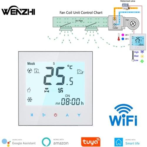 Wifi Air Conditioning Thermostat Fan Coil Unit Digital Temperature Conditioner Controller 220V Tuya Smart Life Alexa Google Home