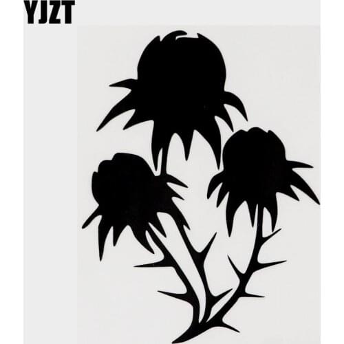 YJZT 10CM×13.4CM Beautiful Plants Flower Vinyl Car Sticker Decal Black/Silver 18B-0102