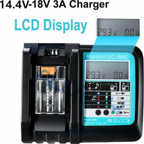 18V battery charger 14.4V BL1445 BL1440 BL1430 BL1860 BL1840 BL1850 charging BL1860B spare battery charger DC18RF 3A LCD charger