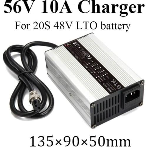 56V 10A Charger 3 stage smart LTO Charger with fan for 20S 48V lithium titanium battery 2.4V 20S LTO charger plug customizable