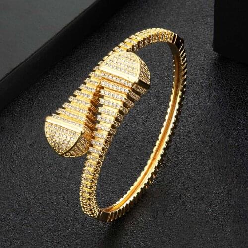 Zlxgirl high Quality mirco paved zirconia bangle ring 2pcs jewelry set Gold bracelet sets couple accessory set free ship bags