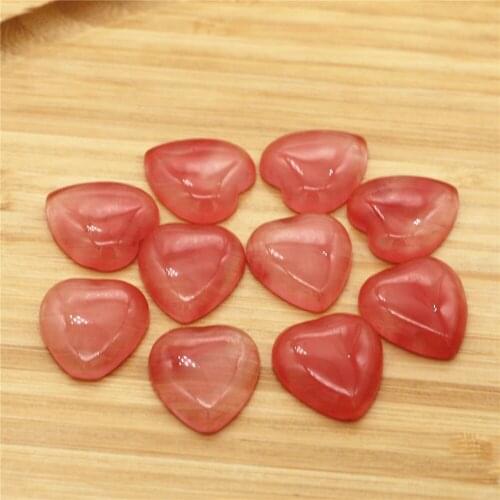 2021 New Good Quality Natural Cherry Quartz Heart Shape Cab Cabochons Beads for Jewelry Making 25mm Wholesale 12pcs/lot Free