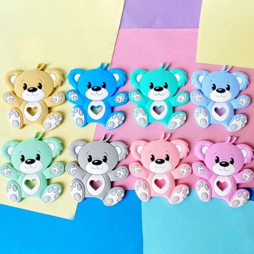 5/10PCS Bear Silicone Baby Teether beads Newborn Teething Necklace Pacifier Chain Accessories Rodent Pendant Nursing Gift