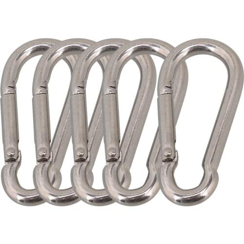 5 PCS Multifunctional 304 stainless steel spring carabiner snap closure ring hook M6 60mm