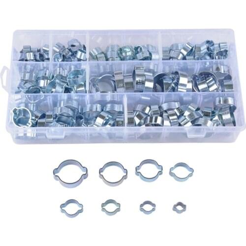 8 SIZE DOUBLE EAR CLIPS | O CLAMP | Stainless STEEL | 160 PACK