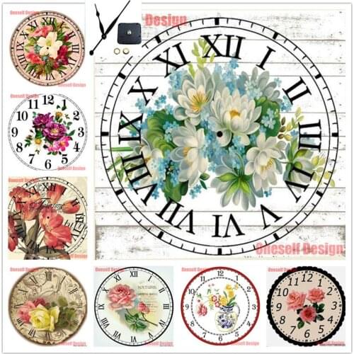 Diamond mosaic clock flower 5d diamond painting full clock boat 5d diamond embroidery sale clock christmas decorations for home