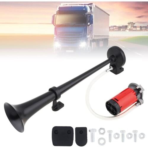17 Inch 12V 150dB Super Loud Car Air Horn Single Trumpet Air Operated Vehicle Car Horn Compressor for Truck Boat Train Lorry