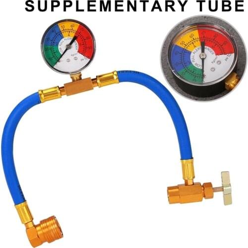 Car R134a Recharge Measuring Hose Can Tap with Gauge Durable A/C Refrigerant Charging Pipe C66