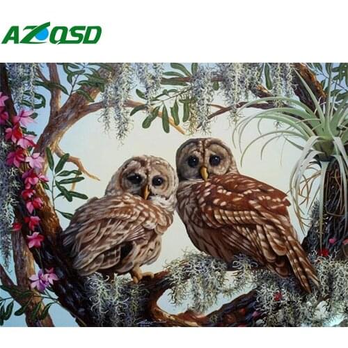 AZQSD DIY Coloring By Number Owl On The Tree Drawing On Canvas Painting By Numbers Animal Kits Modern Wall Art