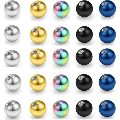 10 Pieces Mix Colors Stainless Steel Replacement Balls Bead Lip Eyebrow Tongue Ear Tragus Belly Body Piercing Jewelry 14g/16g