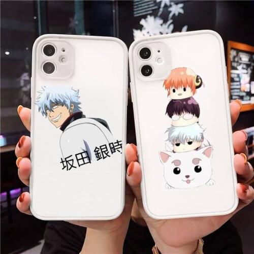 Sakata Gintoki Phone Case For iPhone 12 11 Mini Pro XR XS Max 7 8 Plus X Matte transparent White Cover