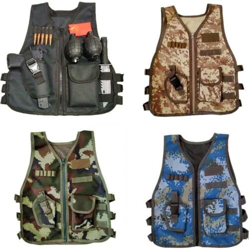 Children Military Jacket Kid Breathable Quick Dry Camouflage Multiple Pockets Vest Outdoor Adventure Hunting Game Sniper Uniform