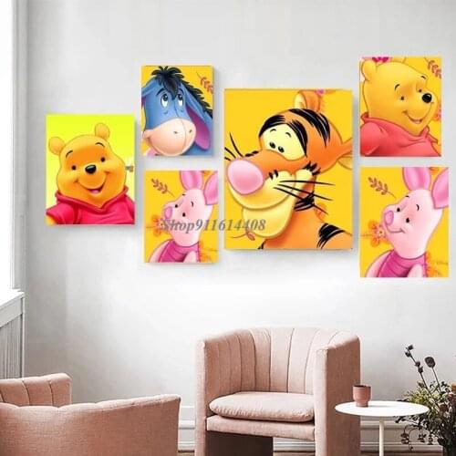 Disney Anime Winnie The Pooh Canvas Painting Cartoon Poster and Prints Wall Art Pictures for Childrens Bedroom Room Home Decor