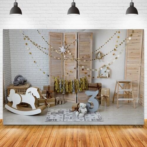 Wooden Floor Brick Wall Banner Indoor Backdrops For Photo Studio Newborn Baby Shower 3rd Birthday Party Photography Backgrounds