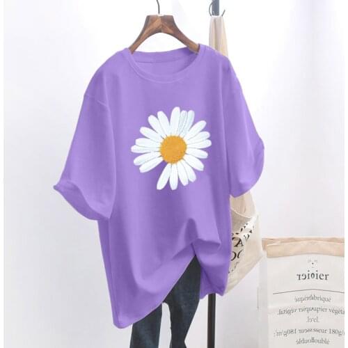 Daisy Tee Shirt Plus Size 2XL Summer Summer Clothes for Women Purple Black Green White T-shirts Ropa Mujer Aesthetic Clothes