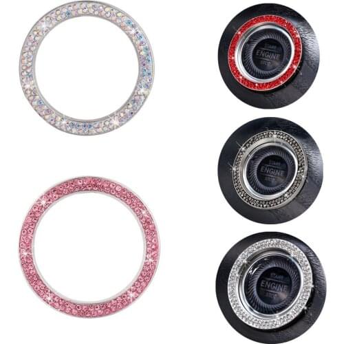 Crystal Car Engine Start Stop Decoration Sticker Rhinestone Ring Engine Ignition Button Key & Knobs Auto Interior Accessories
