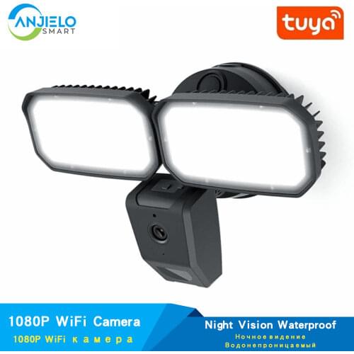 Smart Tuya Floodlight Camera 2MP 1080P WiFi Security IP Camera Motion Detection Night Vision Waterproof for Home Garden