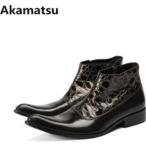 2018 Botas militares classic patent genuine leather high top army shoes mens dress boots plus size rain boots men pointed toe