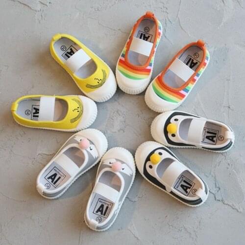 2020 Spring Summer Baby Girl Shoes Sneakers Cartoon Rainbow Casual Canvas Shoes for Kids Soft Sole Children Girls Toddler Shoes