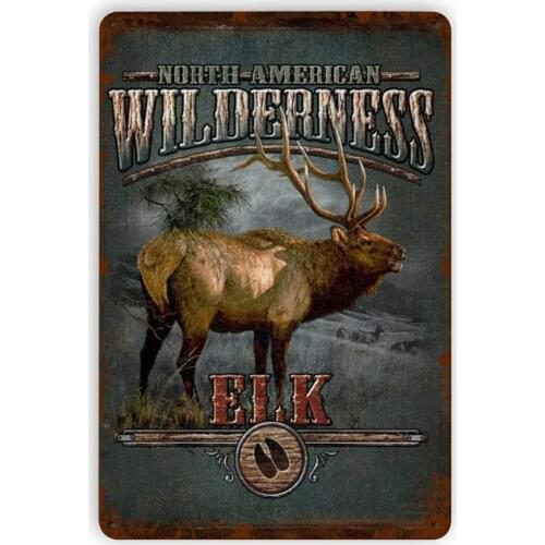 Retro Metal Vintage Man Cave Tin Sign Wall Decor - North American Wilderness Elk - Funny Fashion Garage Tin Sign Wall Plaque
