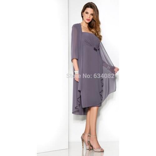 Fashion Mother Of The Bride Dress With Jackets New Ruffled Chiffon Plus Size Women Summer Dress