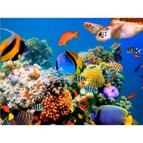 Marines life DIY Diamond Painting double dolphins full square DIY Diamond embroidery full round Diamond painting Mosaic sea