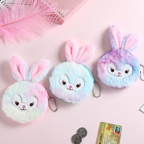 Cartoon Cute Plush Rabbit Coin Purse Soft Bunny Plush Toys for Children Kawaii Headphones Storage Bag Birthday Gift for Girls