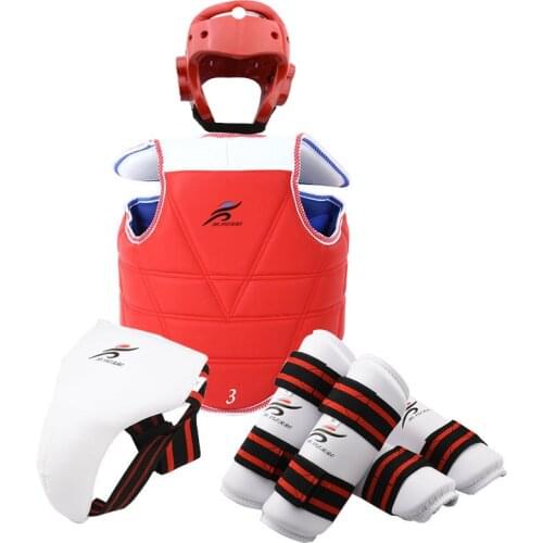 Karate Chest Guard Jockstrap Taekwondo Helmet Head Body Protector WTF Adult Kids Children Forearm Shin Pad Training Equipment