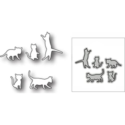 New Playing Cat Group Kitty Animal 2020 Metal Cutting Dies for DIY Scrapbooking and Card Making Decor Embossing Craft No Stamps
