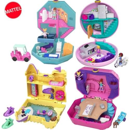 Original Polly Pocket World Mini Treasure Doll House Girl Princess Accessories Musical Dolls Box Music Box Kids Toys Juguetes
