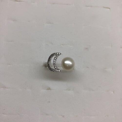 Moon Shape New Ring Mountings Findings Settings Adjustable Ring Jewelry Parts Fittings Wedding Accessories for Pearl Beads