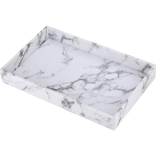 Marble Looking Serving Tray PU Leather for Coffee Desserts Perfume 33x20.5cm